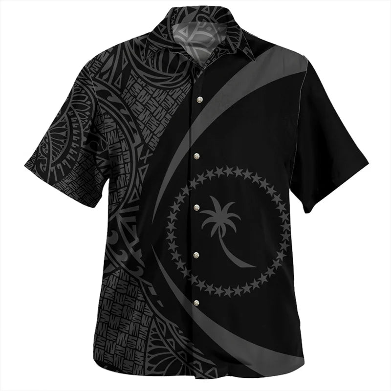 Men’s Harajuku Summer 3D Chuuk State Flag Graphic Shirt - Inarah Trade Ltd