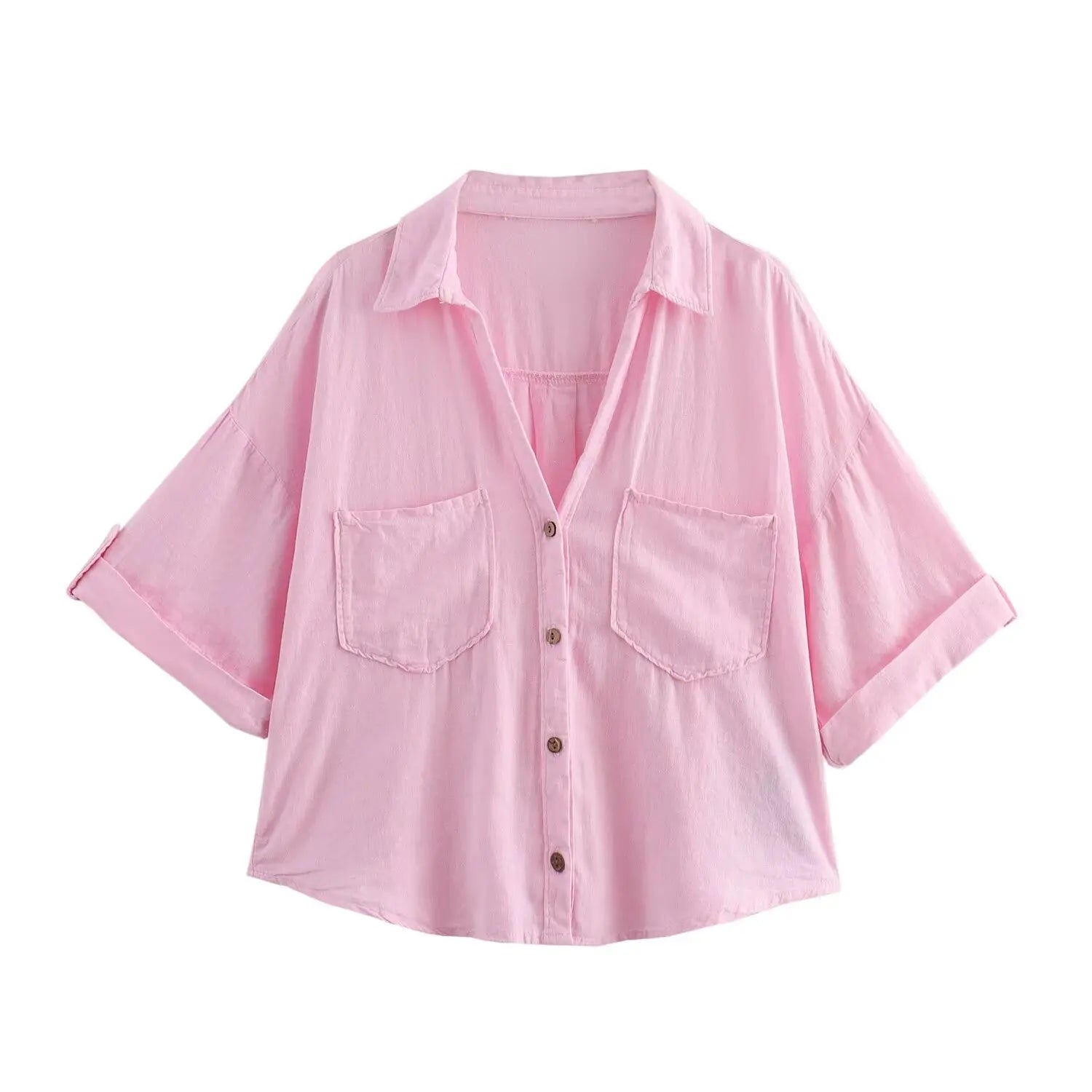 Summer Casual Women’s White Cotton Button-Up Shirt - Inarah Trade Ltd