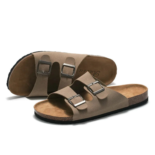 2025 Unisex Cork Leather Mule Slippers , Footwear - Inarah Trade Ltd