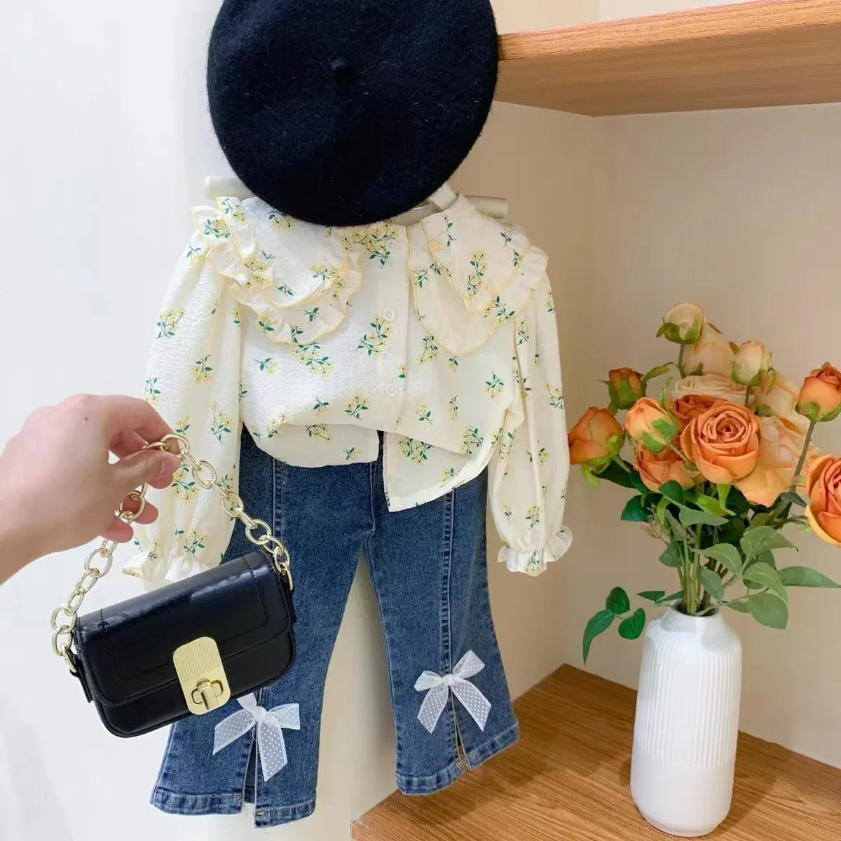 Girls 2-Piece Clothes Set – Long Sleeve Shirt & Jeans (Autumn/Spring) - Inarah Trade Ltd