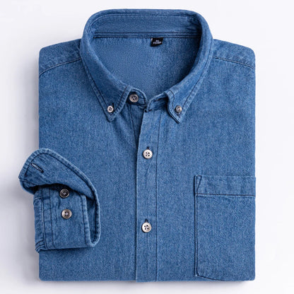 Men’s 100% Cotton Western Denim Shirt – Long Sleeve Workwear - Inarah Trade Ltd