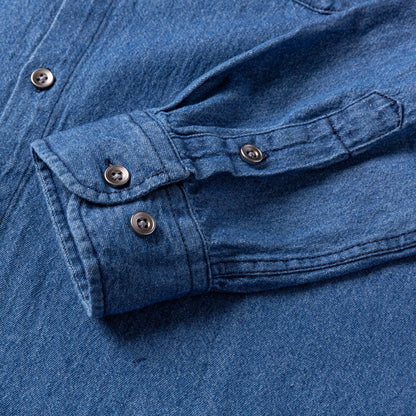 Men’s 100% Cotton Western Denim Shirt – Long Sleeve Workwear - Inarah Trade Ltd