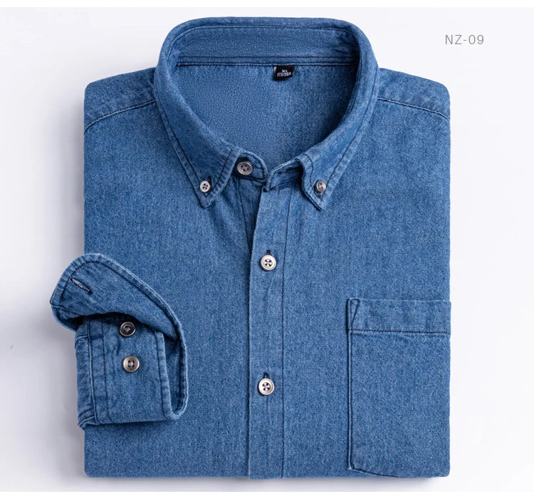Men’s 100% Cotton Western Denim Shirt – Long Sleeve Workwear - Inarah Trade Ltd