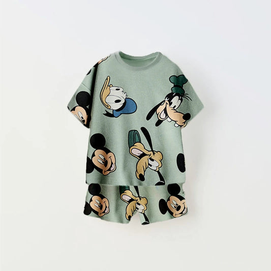Kids Cartoon T-Shirt & Shorts Set – Donald Duck Print (2-Piece) - Inarah Trade Ltd