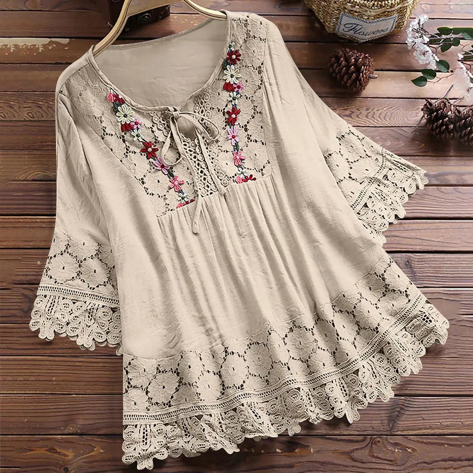 Women’s Summer Cotton Linen V-Neck Blouse –  Casual Top - Inarah Trade Ltd