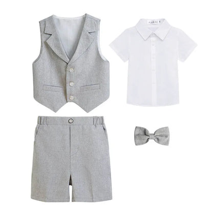 JUCPKID Boys' Formal Vest & Shorts Set – Summer Suit for Wedding. - Inarah Trade Ltd