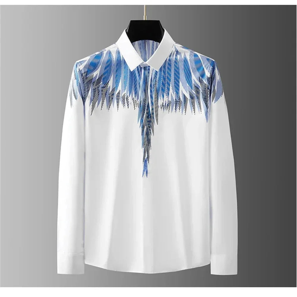Men’s Luxury Printed Long Sleeve Shirt – Streetwear Style, Plus Size - Inarah Trade Ltd