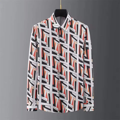 Men’s Luxury Printed Long Sleeve Shirt – Streetwear Style, Plus Size - Inarah Trade Ltd
