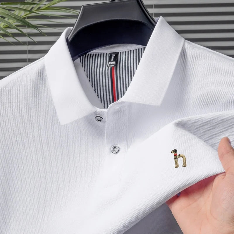 Men’s Luxury Cotton Polo Shirt Short Sleeve Embroidered, Summer Casual - Inarah Trade Ltd