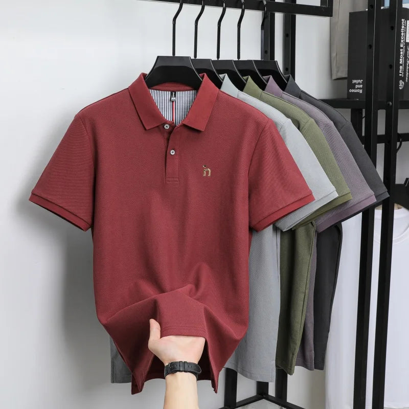 Men’s Luxury Cotton Polo Shirt Short Sleeve Embroidered, Summer Casual - Inarah Trade Ltd