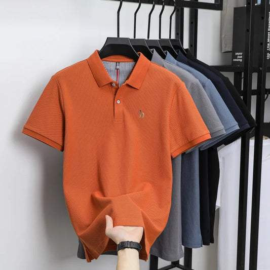 Men’s Luxury Cotton Polo Shirt Short Sleeve Embroidered, Summer Casual - Inarah Trade Ltd
