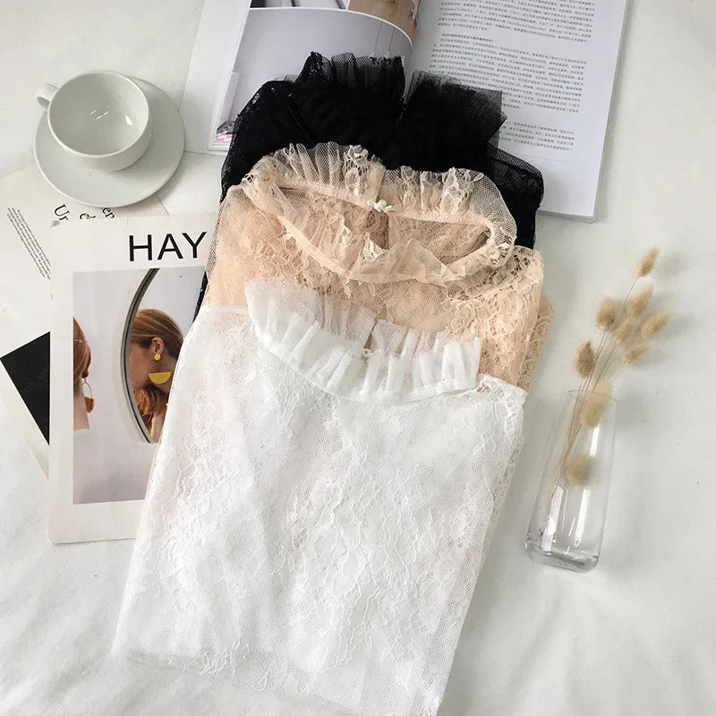 Women’s Hollow Out Mesh Lace Blouse – Flare Sleeve Spring Summer Top - Inarah Trade Ltd