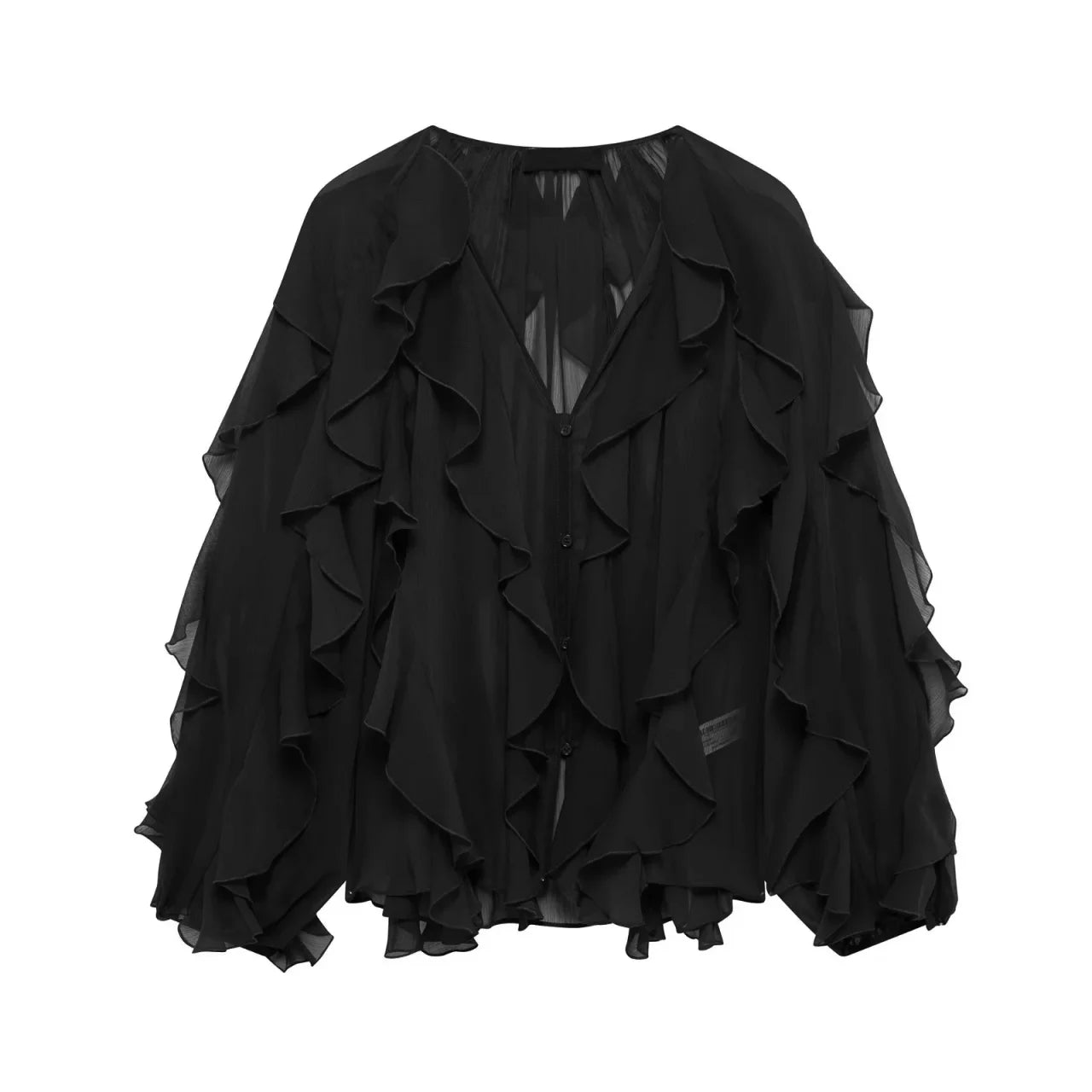 Oversized Ruffle Shirt – Wine Red Long Sleeve Blouse - Inarah Trade Ltd