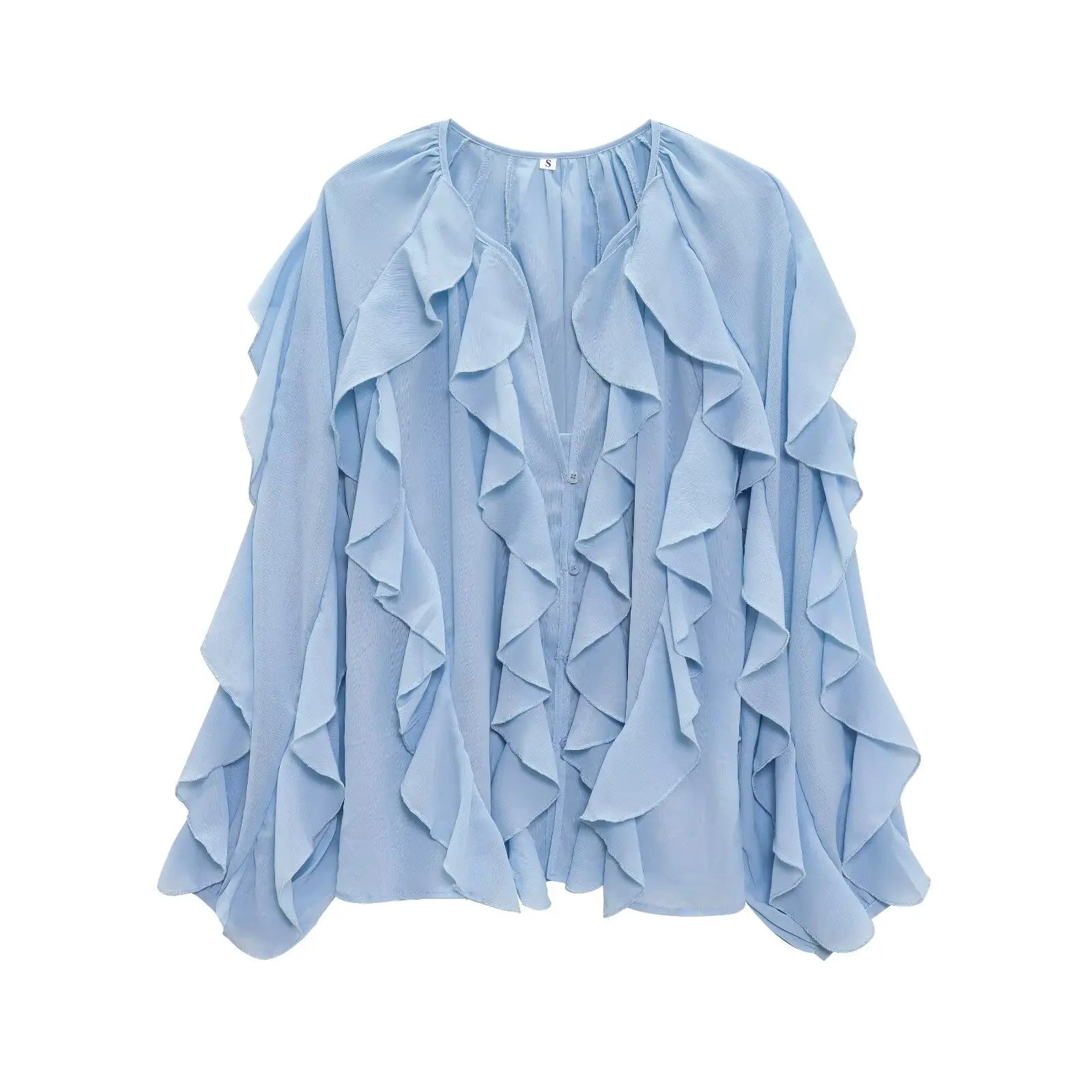 Oversized Ruffle Shirt – Wine Red Long Sleeve Blouse - Inarah Trade Ltd