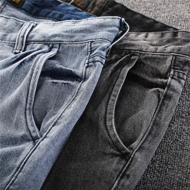 Men’s Vintage Slim Fit Distressed Denim Shorts – Korean Style - Inarah Trade Ltd