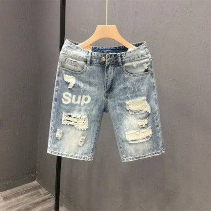Vintage Distressed Denim Shorts – Men’s Slim Fit Luxury Style - Inarah Trade Ltd